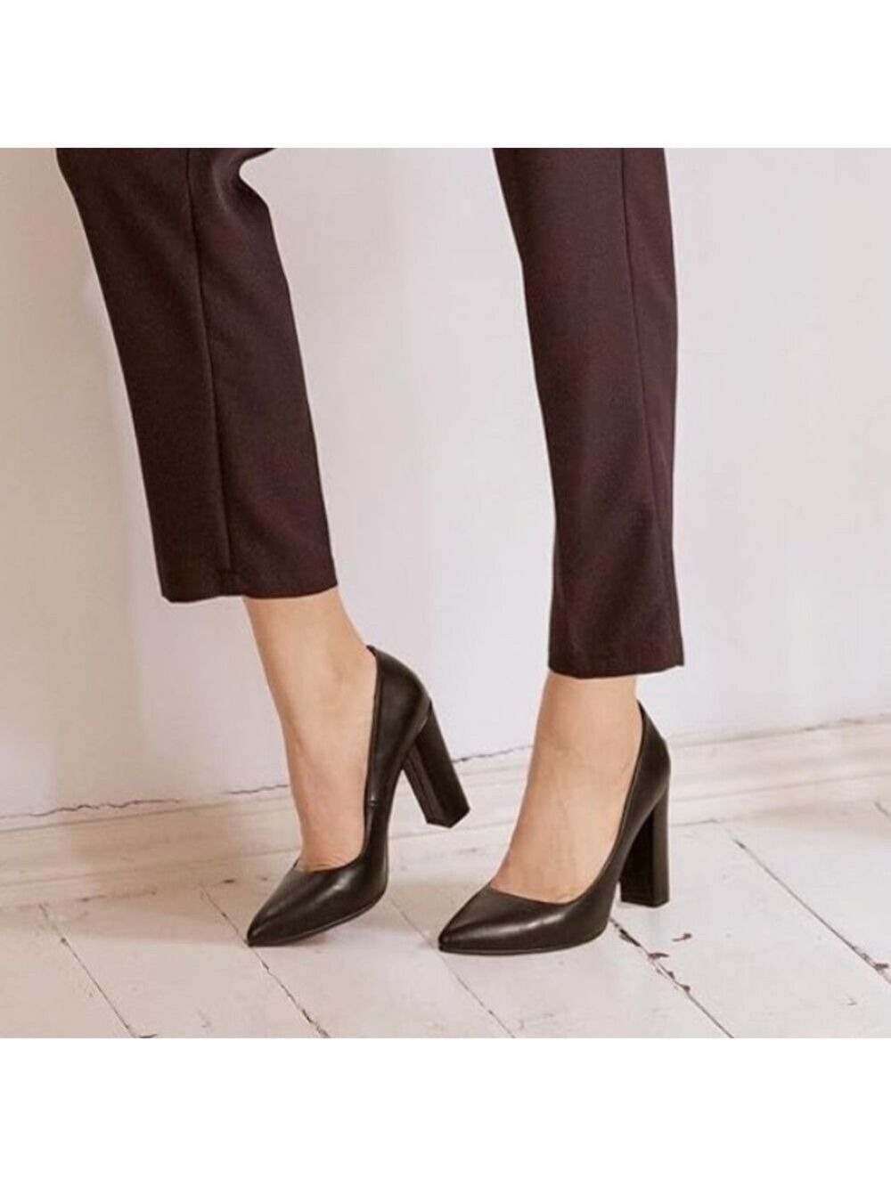 IDIFU Black Chunky Block Heel Women's Shoes Size 9.5
